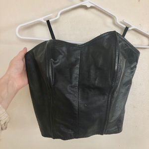Blank leather crop top
